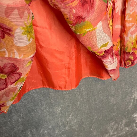 Coldwater Creek Women Floral Fairy Colorful Chiffon Pleated Circle Midi Skirt XL - Picture 5 of 12